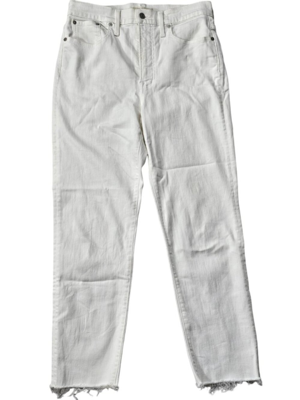 Madewell Womens The Perfect Vintage Crop White Jeans Size 29 Raw Hem Stretch